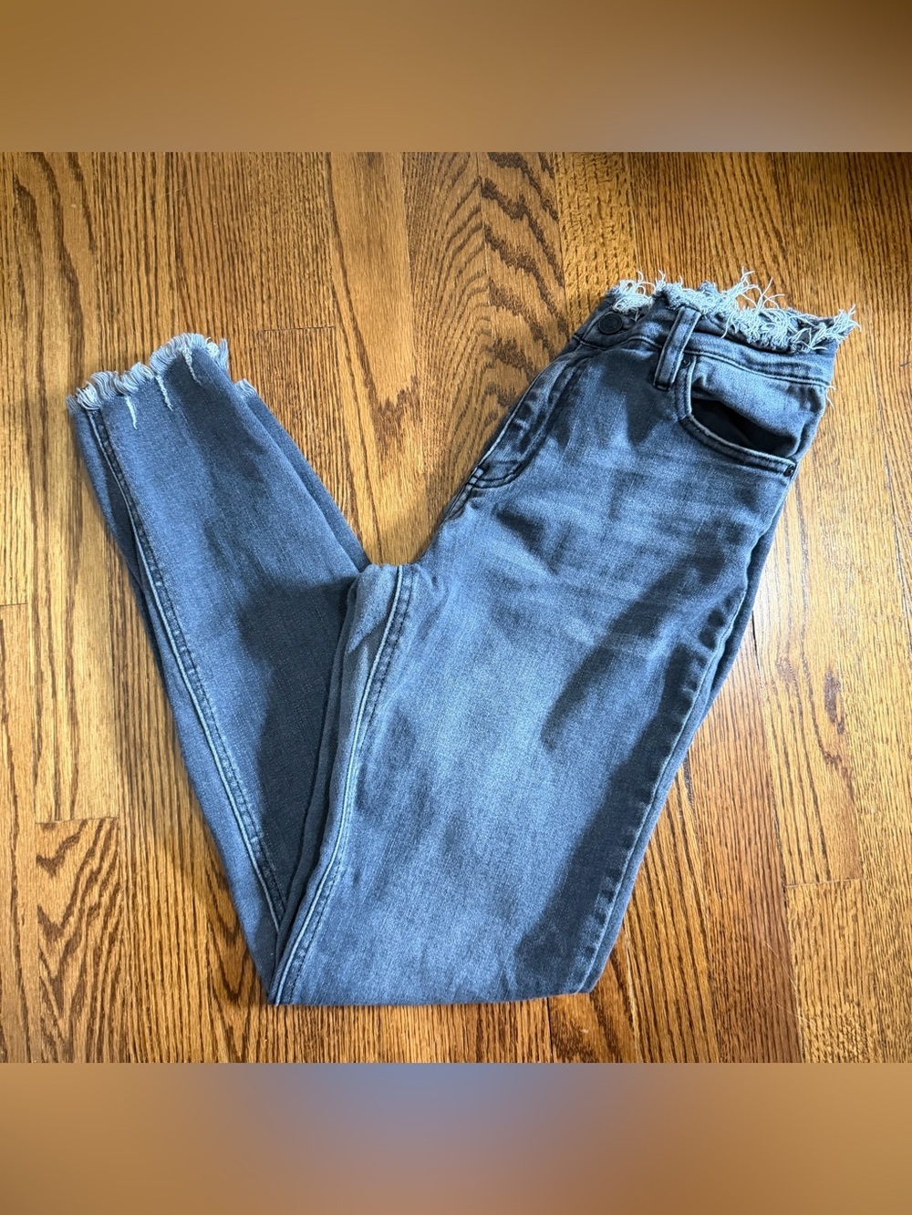 Kan Can Black Frayed Edge Denim Jeans Size 29